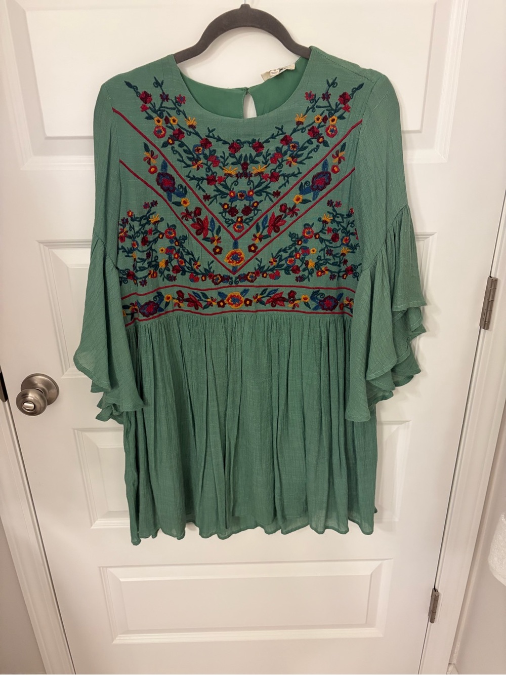 Embroidered Sage Green Boho dress